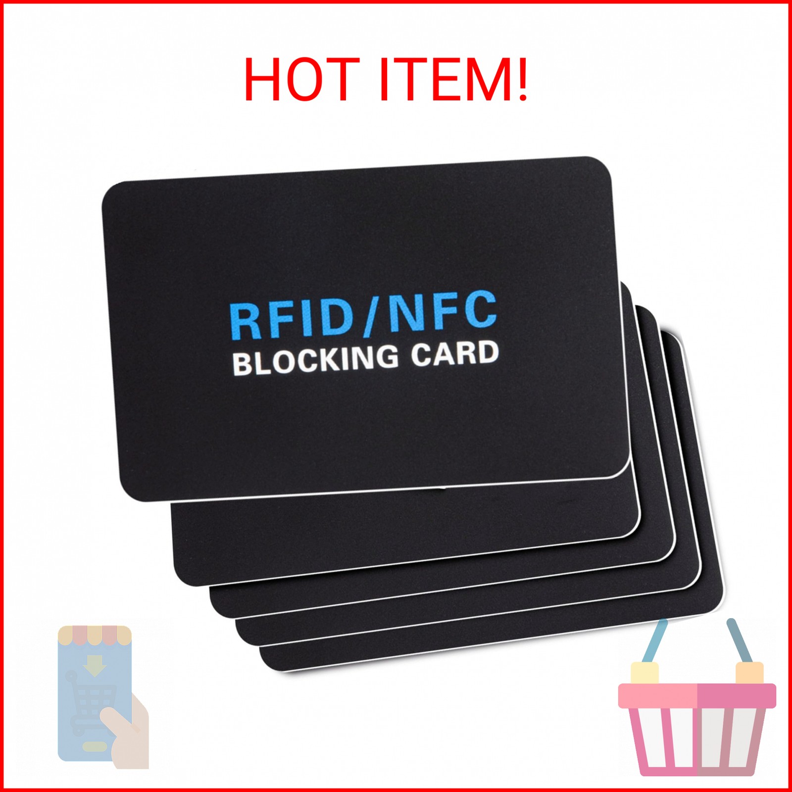 RFID Blocking Card,5Pack Contactless NFC Debit Credit Card Passport Protector bl