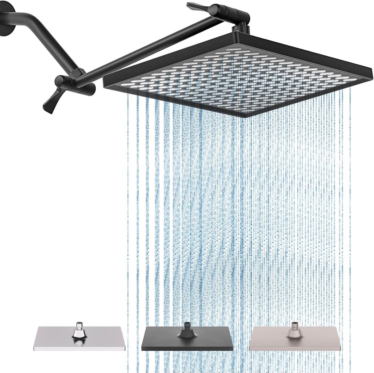 Rainfall Shower Head for Bathroom, 11.8 Inch Large Rectangular with Adjustable