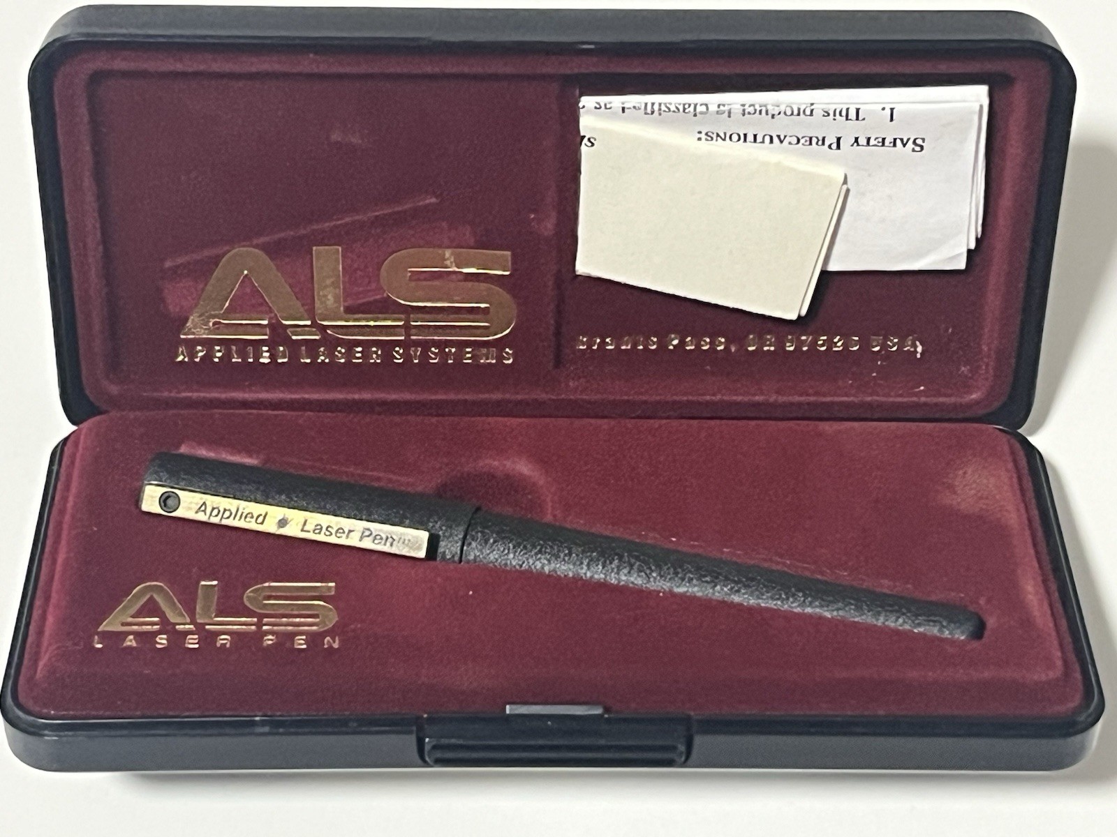 Vtg Rare Laser Pointer 1993 Applied Laser Designs ALS With OG Paperwork & Box
