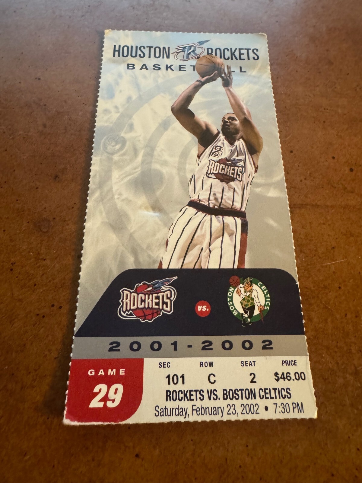 2002 Houston Rockets Boston Celtics Basketball Ticket Cuttino Mobley 40 pts 2/23
