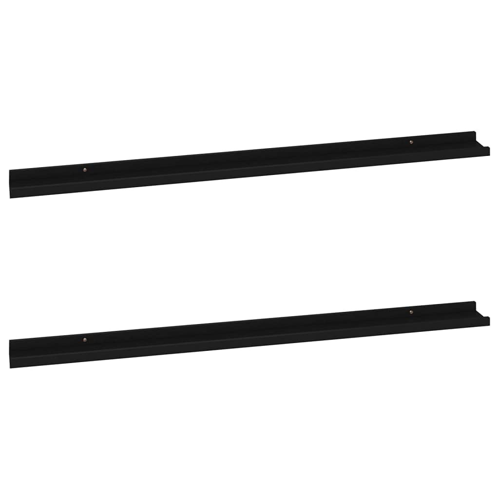 Modern Wall Shelves, 2 pcs Set, Black MDF Material, 45.3"x3.5"x1.2" Dimension...