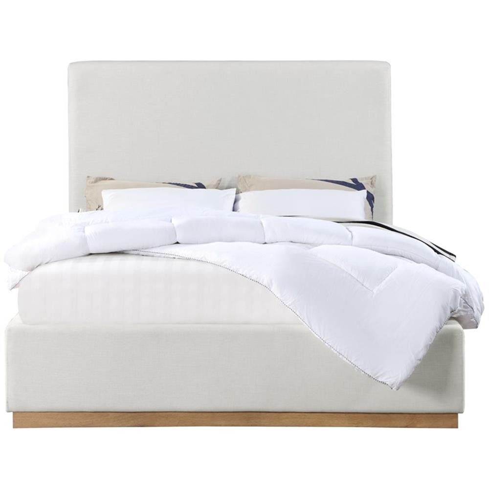 Meridian Furniture Alfie Cream Linen Textured Fabric Full Bed