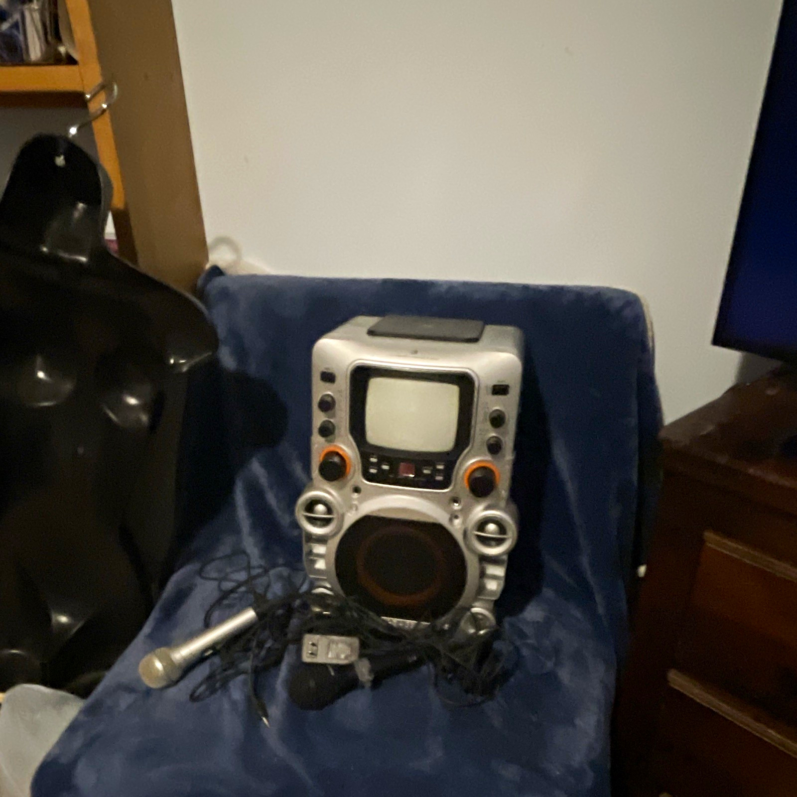 All-in-One Karaoke System, Silver, LCD Display w/ Microphone & Remote