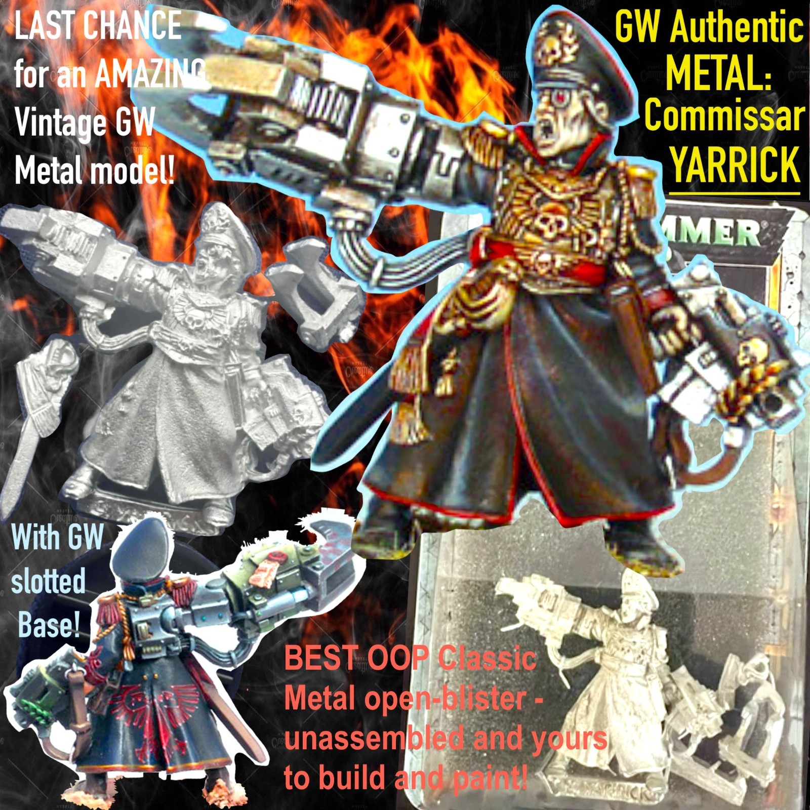 LAST OOP GW METAL COMMISSAR YARRICK+Base=BEST Pose! Games Workshop WARHAMMER 40K