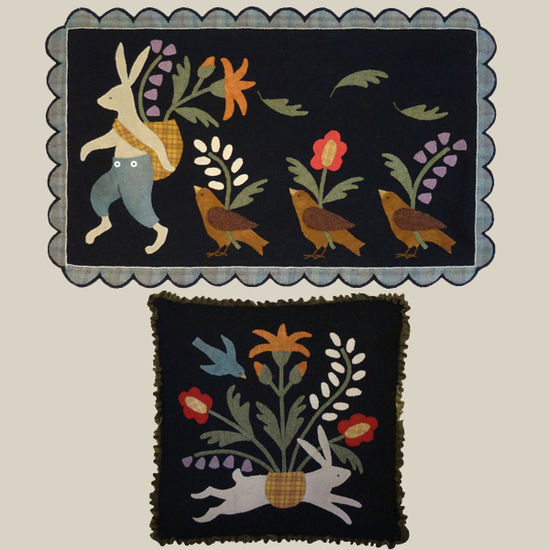 March Hare by Bonnie Sullivan - Wool Applique Quilt Pattern - cute rabbit bird