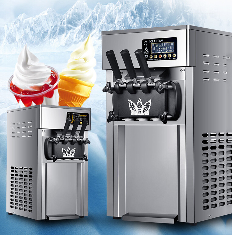 3 Flavor Soft Serve Ice Cream Machine Countertop Hardness 110V 1200W 3.5L*2