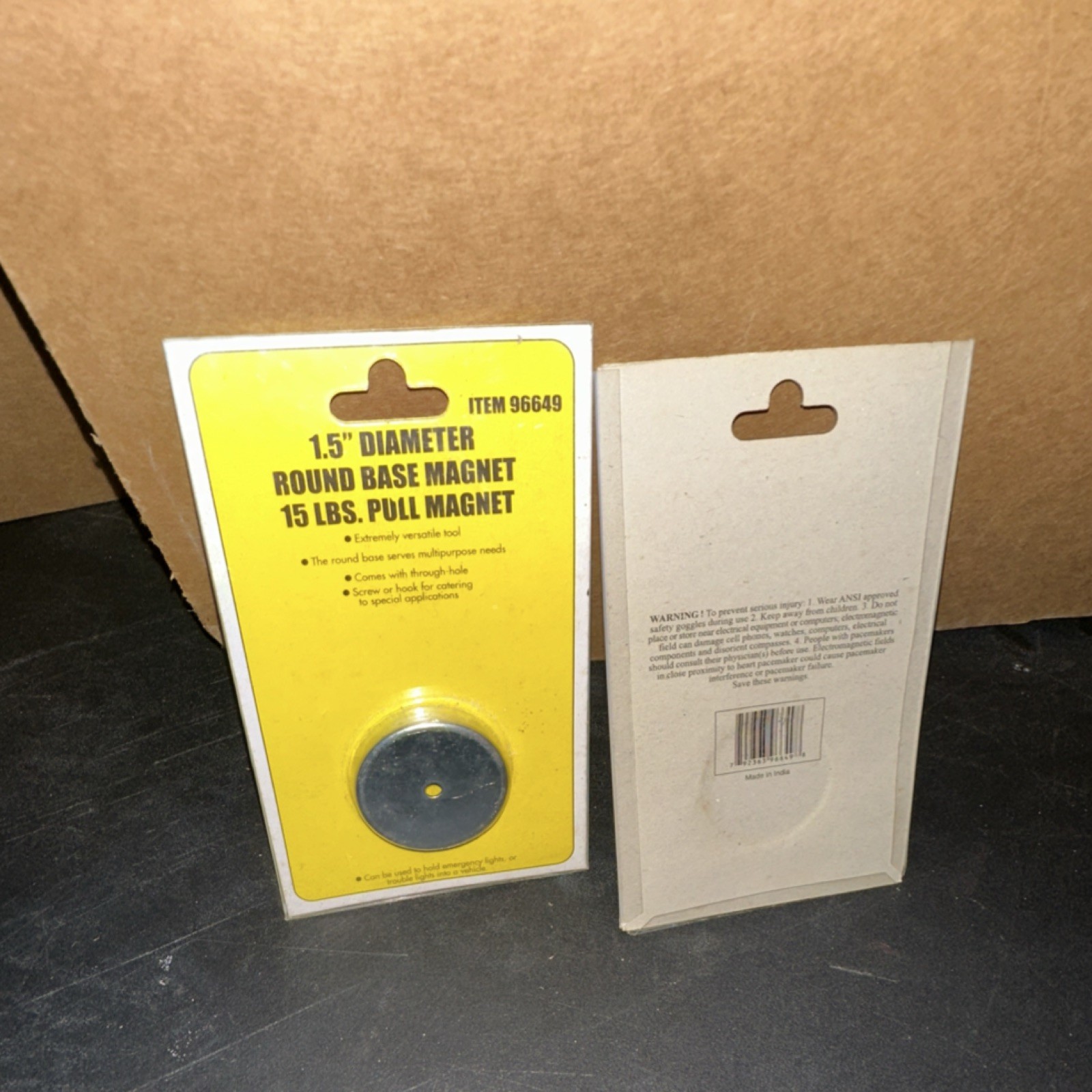 Round Base Magnet Silver 1.5" Diameter 15 lbs Pull Strength MPN 96649