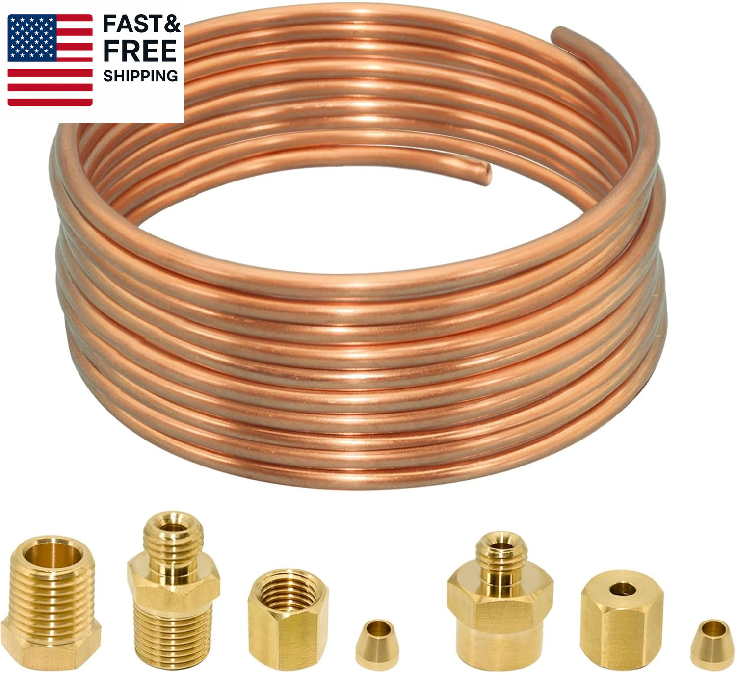 72'' Oil Pressure Gauge Tubing Kit, Set of Copper Tube and Threaded Parts, Unive