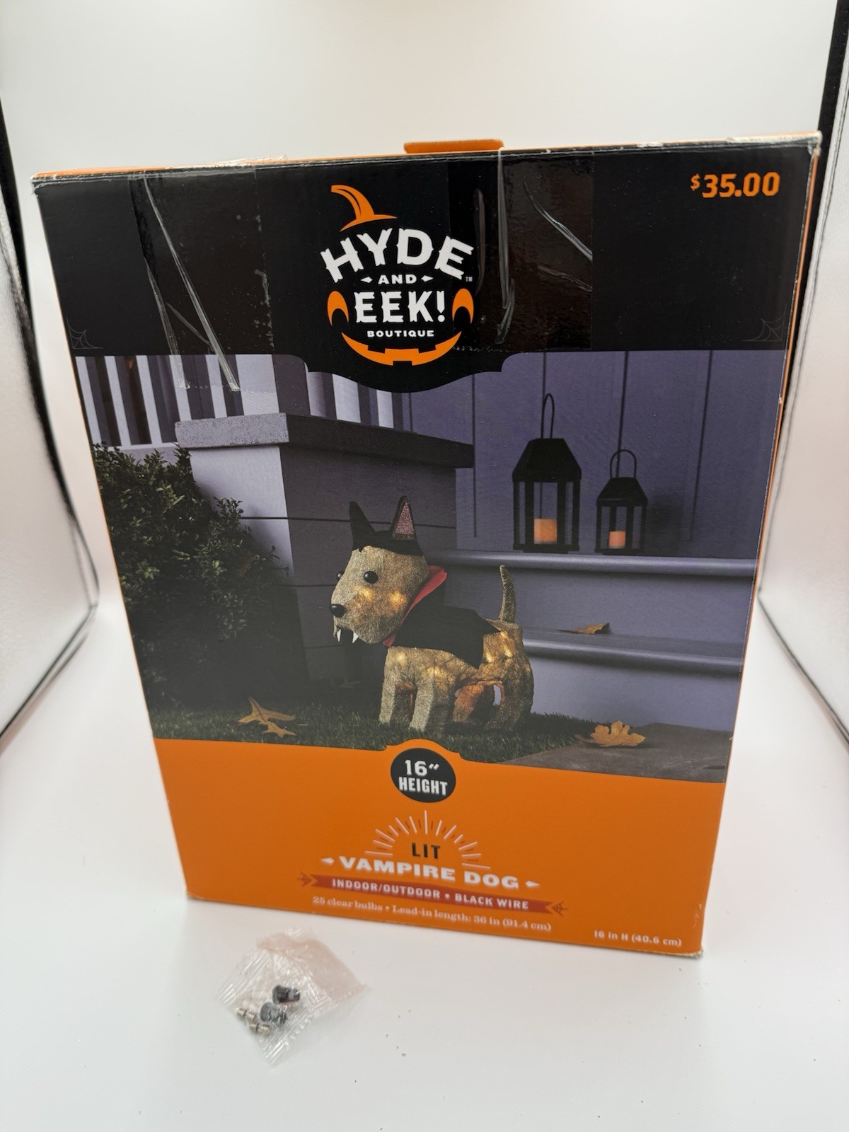 Hyde and Eek 16” Light Up Sisal Vampire Dog,  Halloween Decor (No Ground Stakes)
