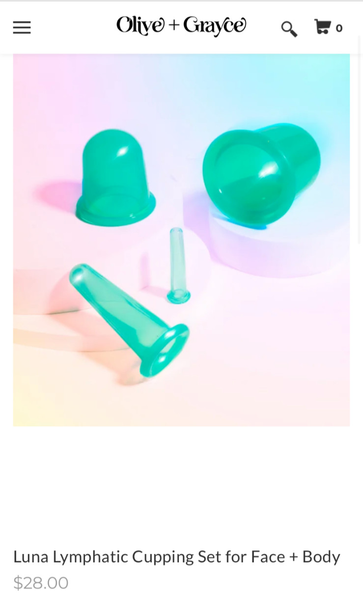NEW OLIVE & GRAYCE LUNA LYMPHATIC CUPPING SET OF 4 CUPS W/ BAG FOR FACE & BODY