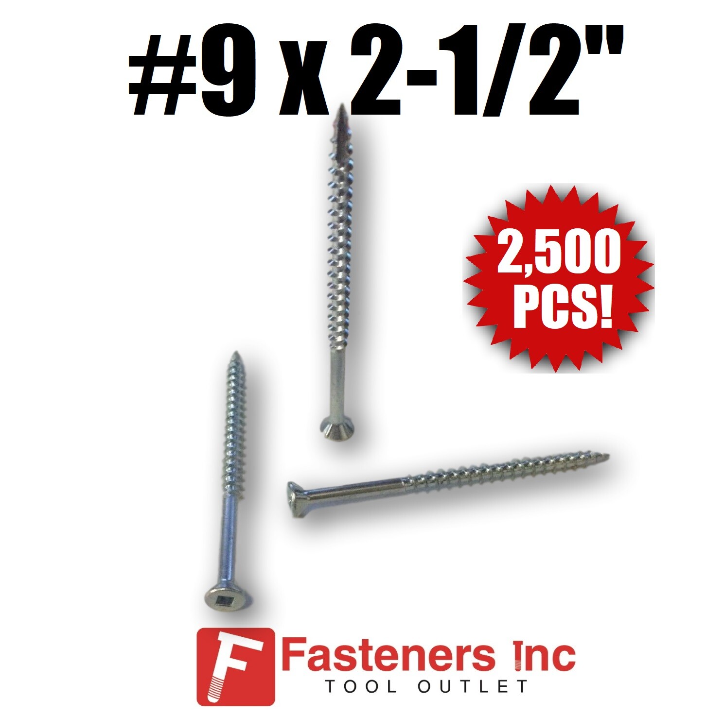 INTERCORP XQ940NZ #9 X 2-1/2" Particle Board Cabinet Screws (Sqaure) 2,500/BOX