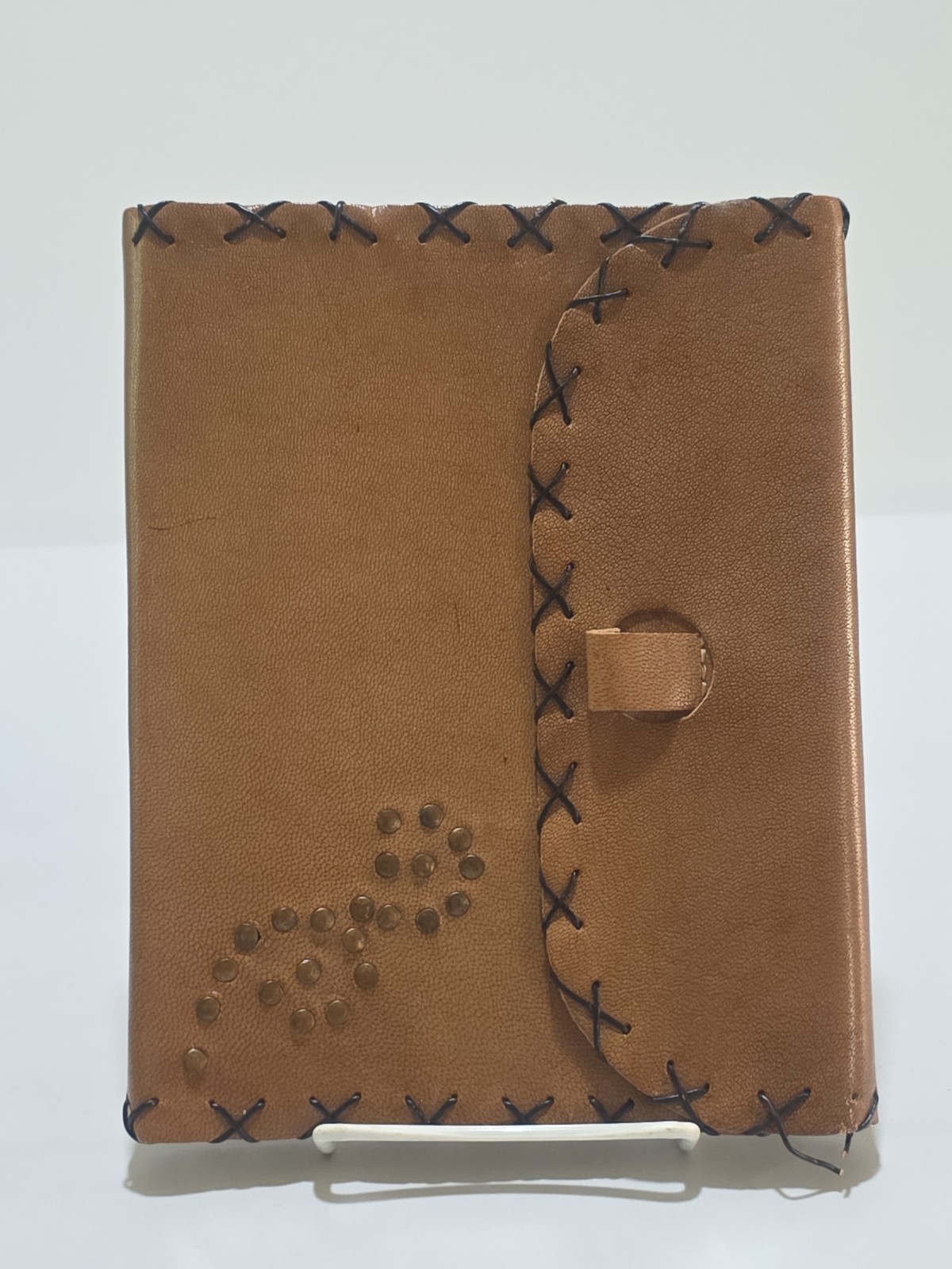 Brown Leather Stiched And Studded 8"x6" Inch Journal-Art Sketch Book Thick Paper