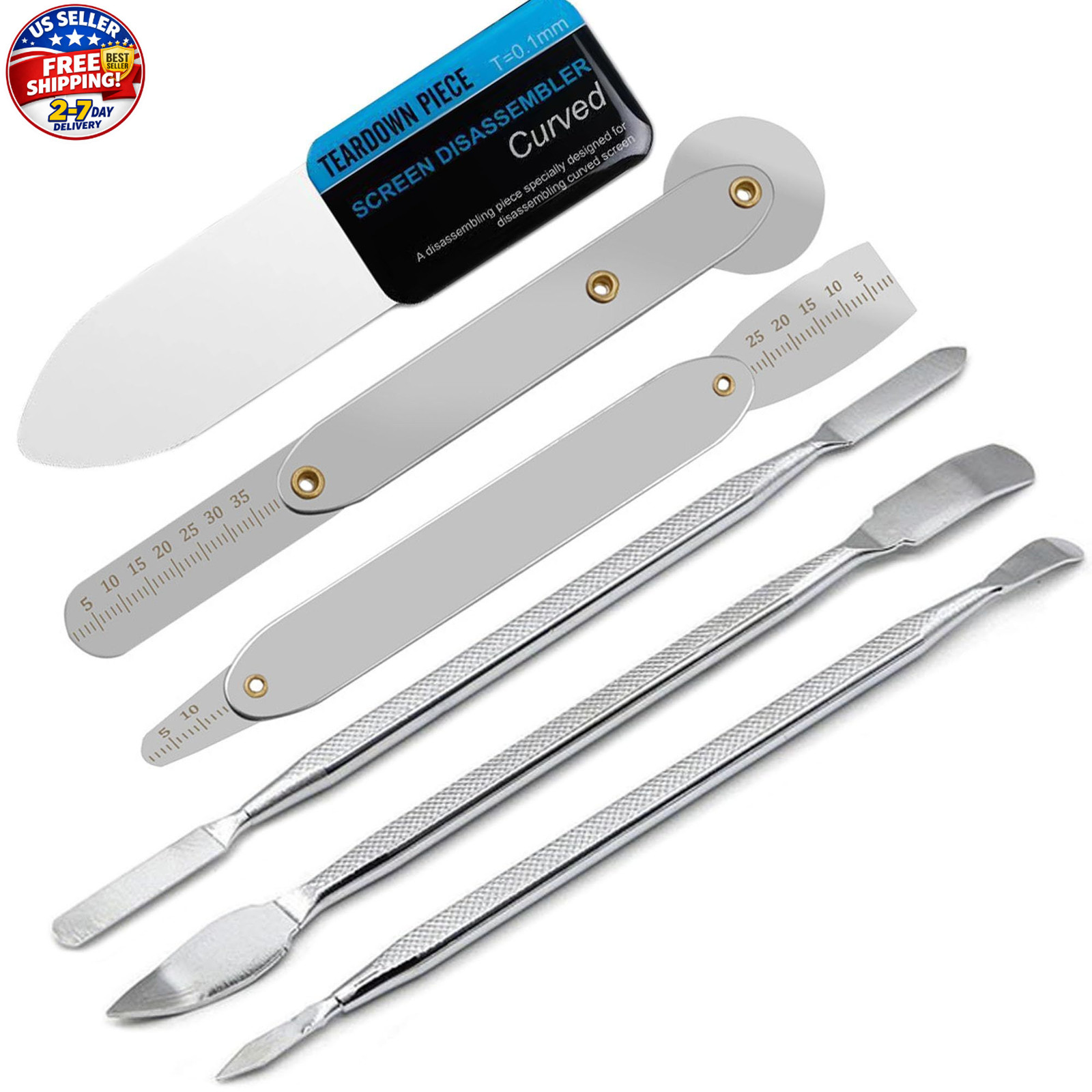 Oruiiju 6 Piece Metal Spudger Pry Tool Kit for Electronics Repair with Silver
