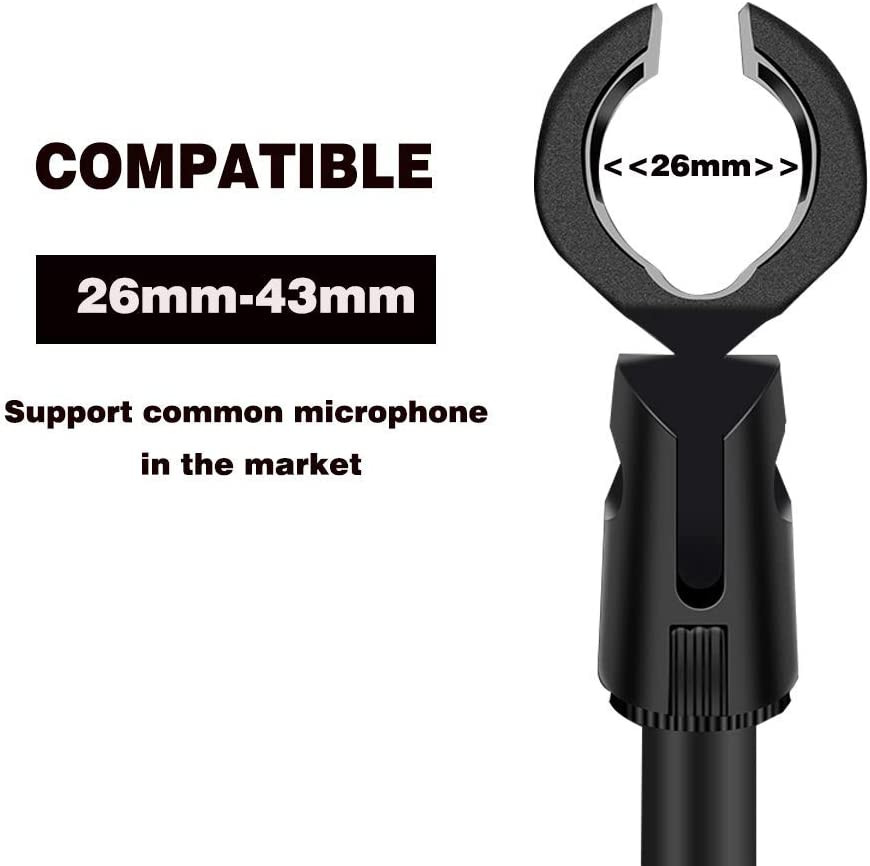 Desktop Microphone Stand, Upgraded Adjustable Table Mic Stand with Mic Clip and
