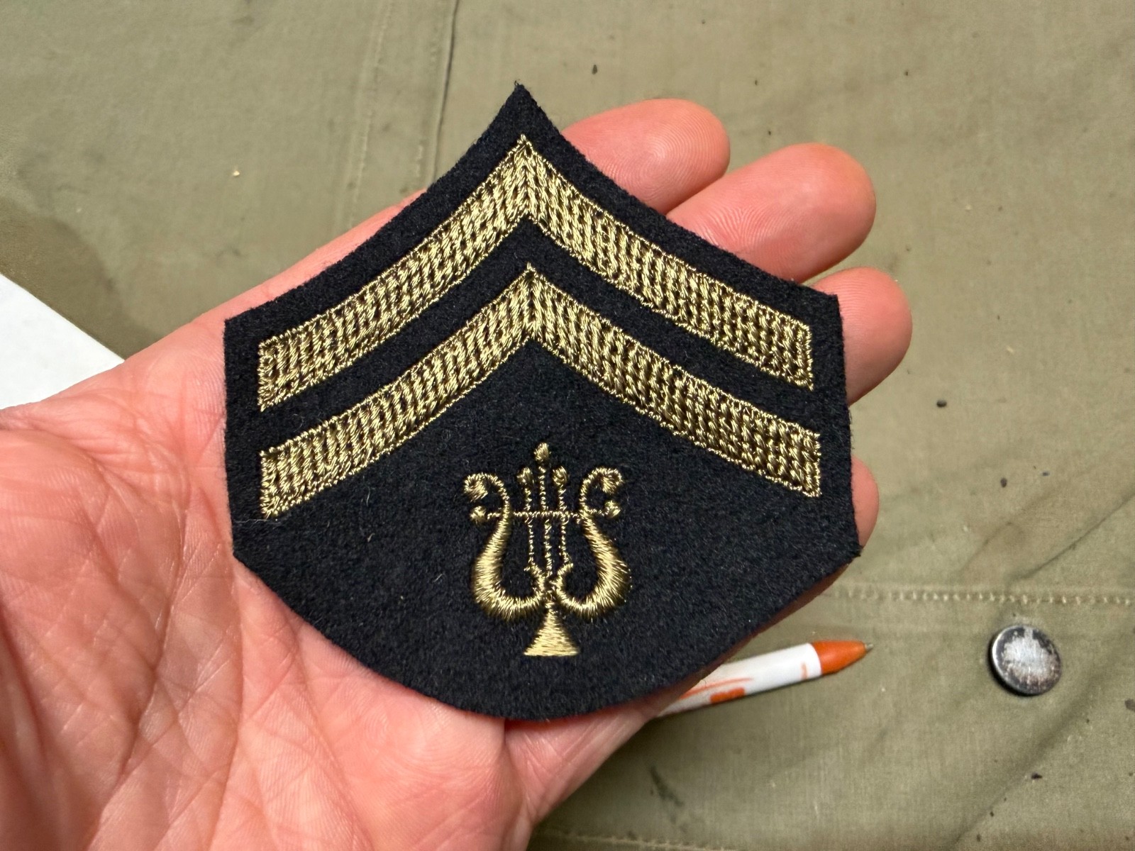 ORIGINAL PRE-WWII US ARMY MUSICIAN SPECIALIST JACKET INSIGNIA WOOL CHEVRONS-