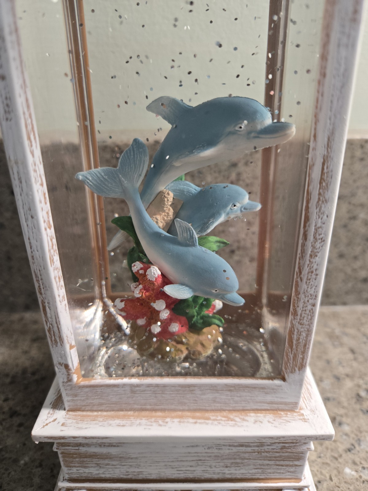 Dolphins Lighted Glitter Water Globe Lantern