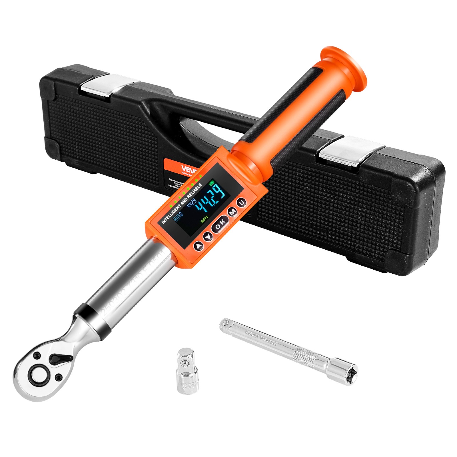 3/8 Inch Digital Torque Wrench 4.94–99.57 lbf-ft 72-Tooth with LED Display