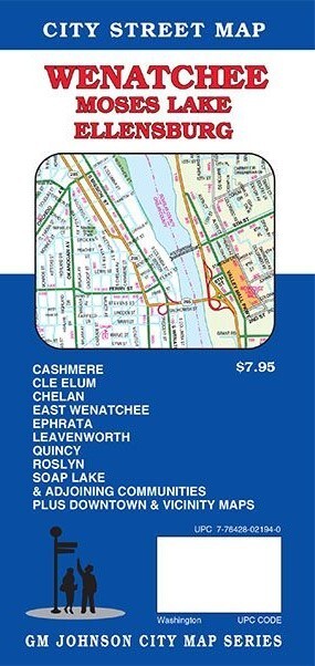 City Street Map of Wenatchee, Moses Lake, Ellensburg, WA, by GMJ Maps 2017