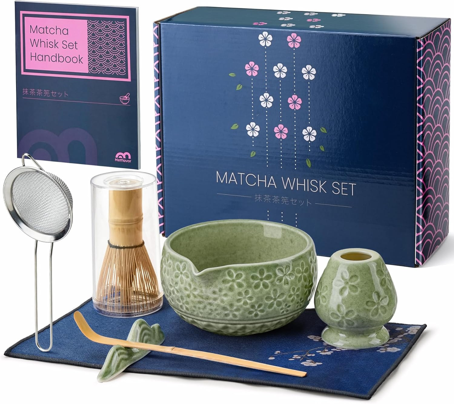 7Pcs Matcha Whisk Set, Matcha Set Whisk and Bowl,Bamboo Scoop, Scoop Rest