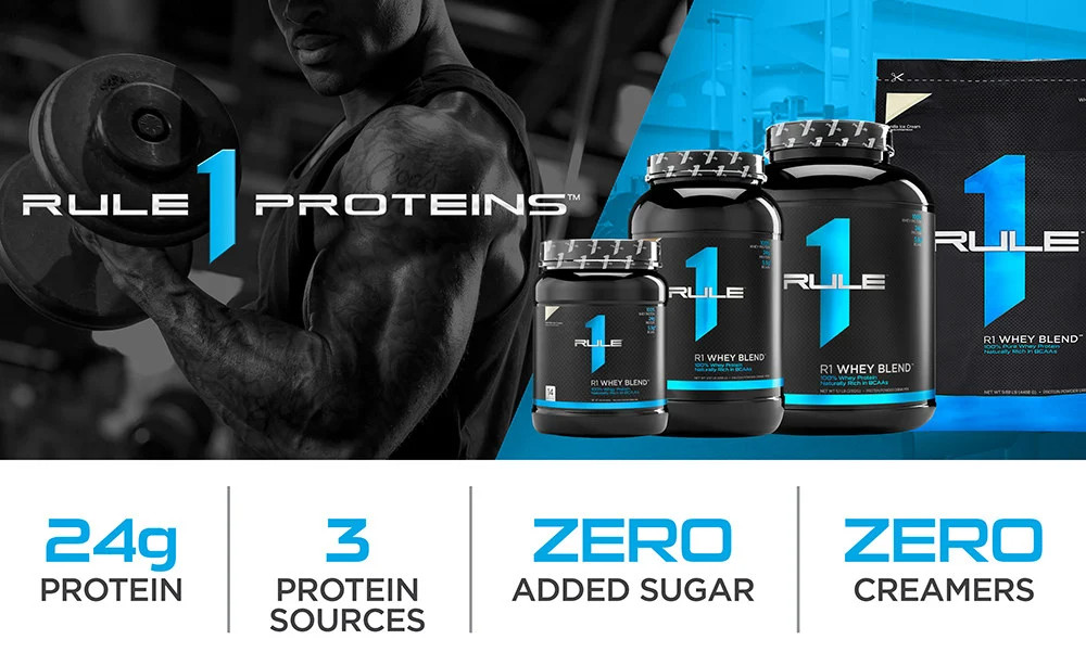 RULE ONE PROTEINS R1 WHEY BLEND 100% Whey Protein Naturally Rich in BCAAs 2 lb