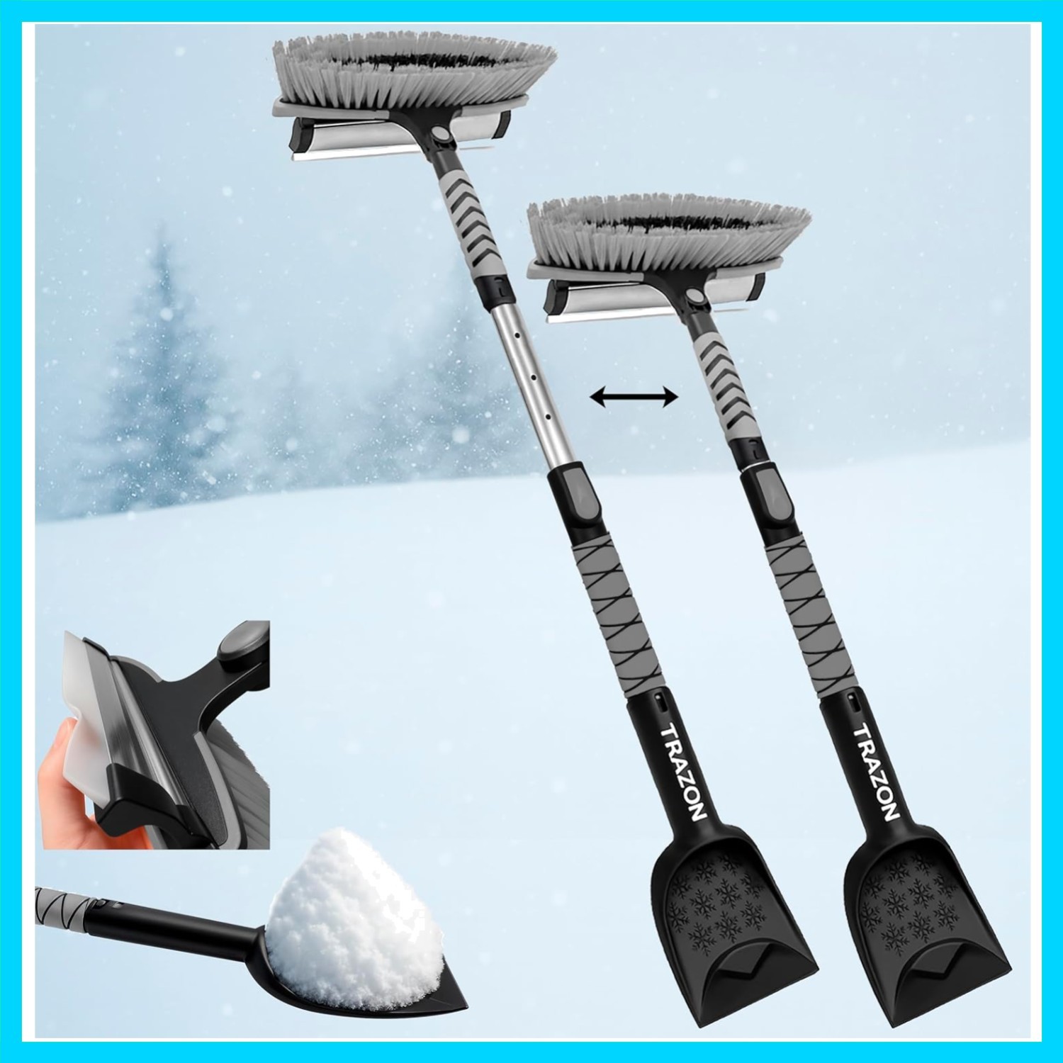 42.4" Extendable Snow Brush & Mini Snow Shovel/Ice Scraper for Car Windshield...