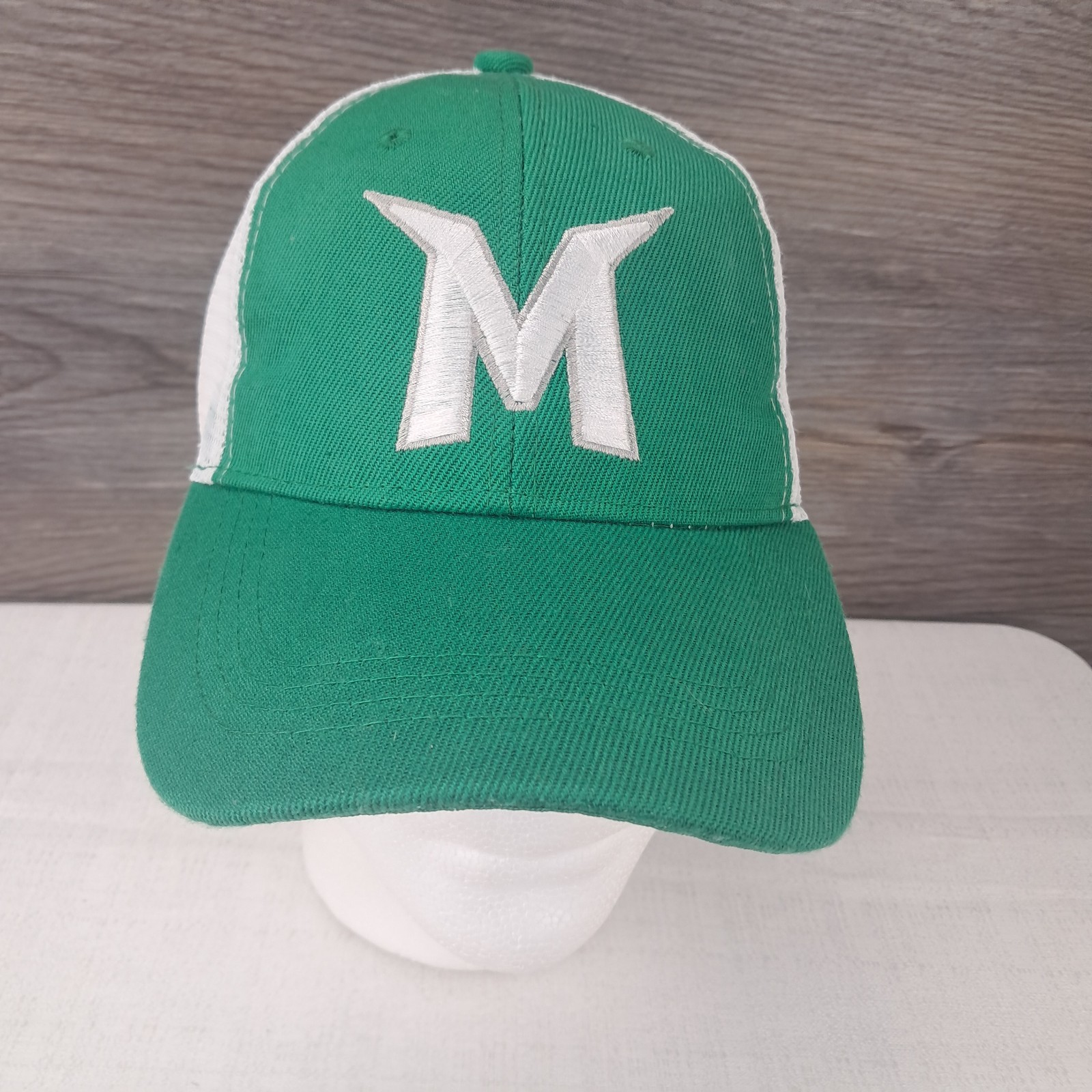 Madison Mallards Unisex Snapback Hat White Green Side Logo Mesh Baseball