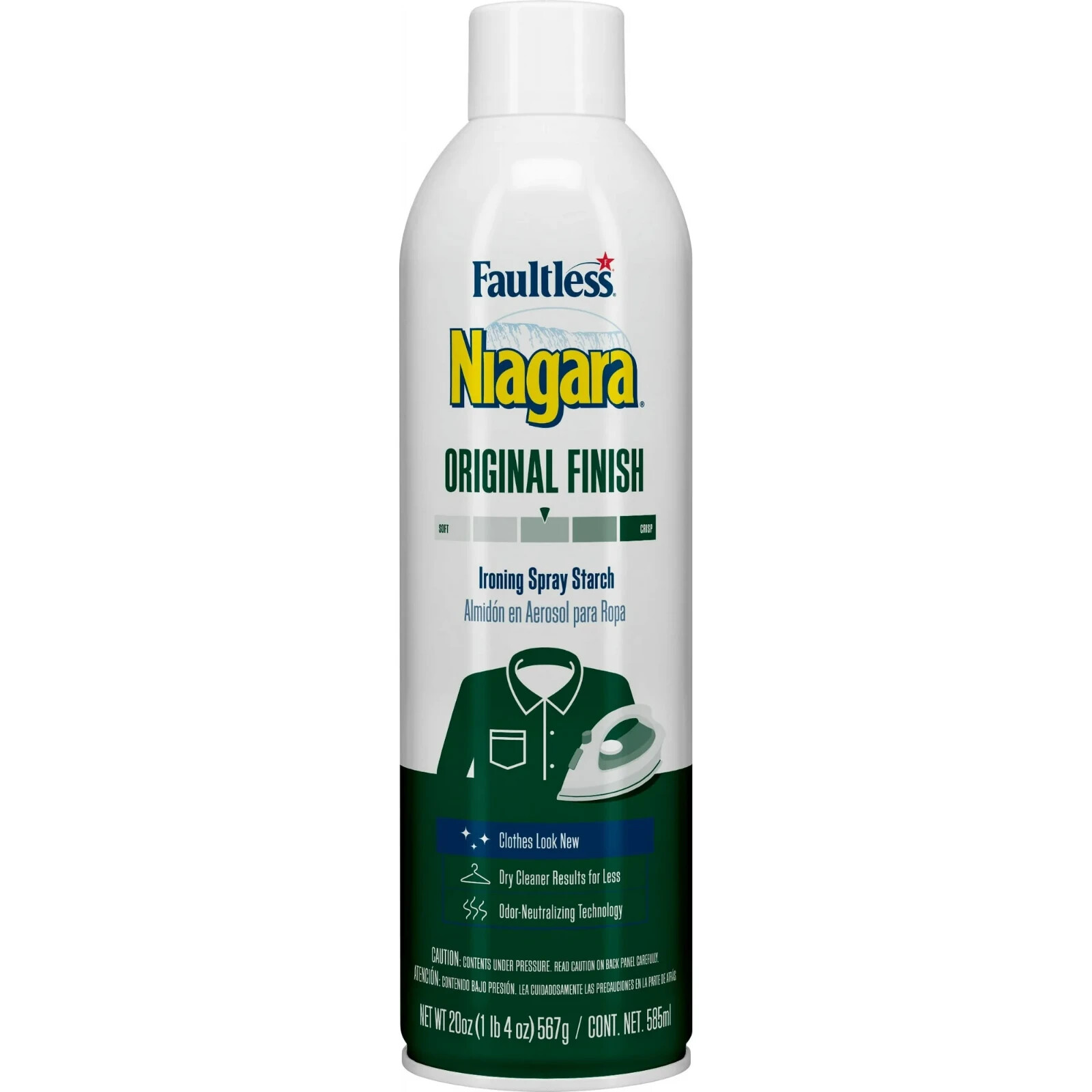 2 Pack Faultless Niagara Original Finish Ironing Spray Starch - 20 OZ Each - NEW