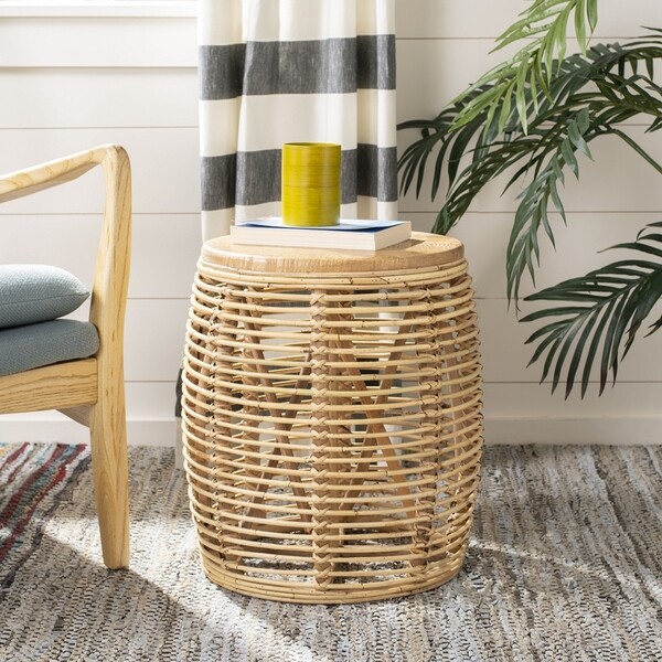 Safavieh MAUI RATTAN DRUM STOOL TABLE, Reduced Price 2172726190 STL6500C