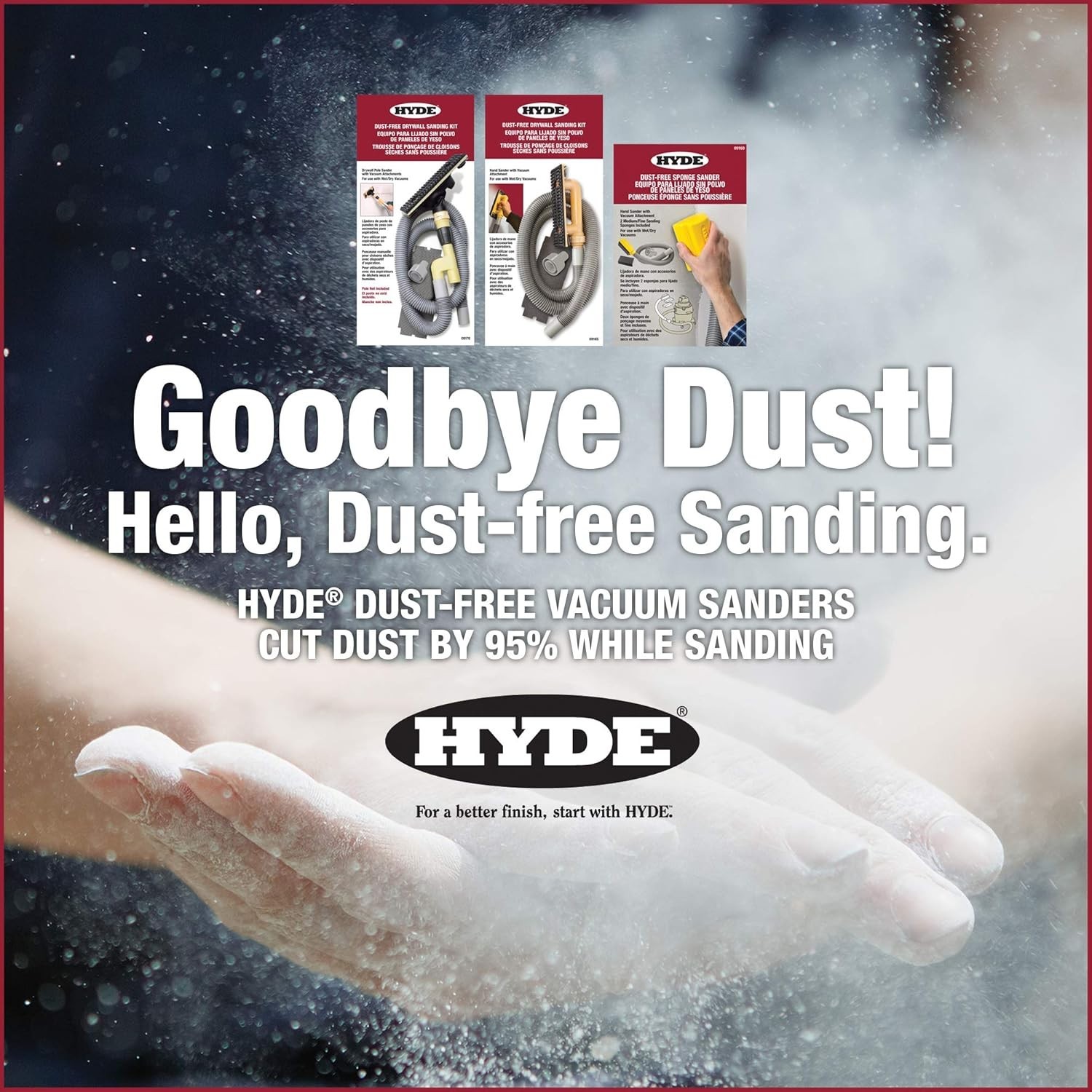 Versatile Dust-Free Hand Sander with 6' Hose: Protects Your Space Effortlessly