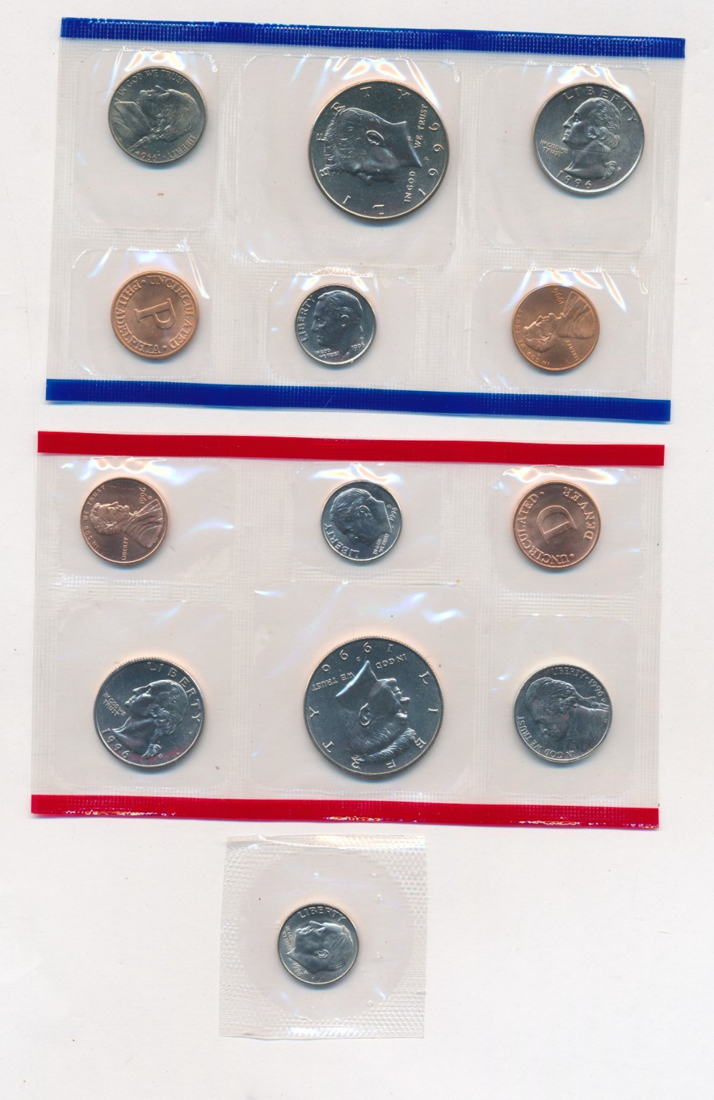 1996 US MINT UNCIRCULATED COIN SET P D W DIME