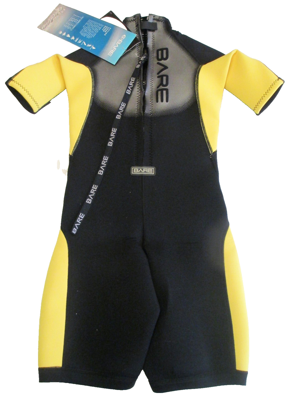 Bare  2/2mm Jr Plazma Powerstretch Shorty Wetsuit Youth 12 Yrs Black Yellow NWT