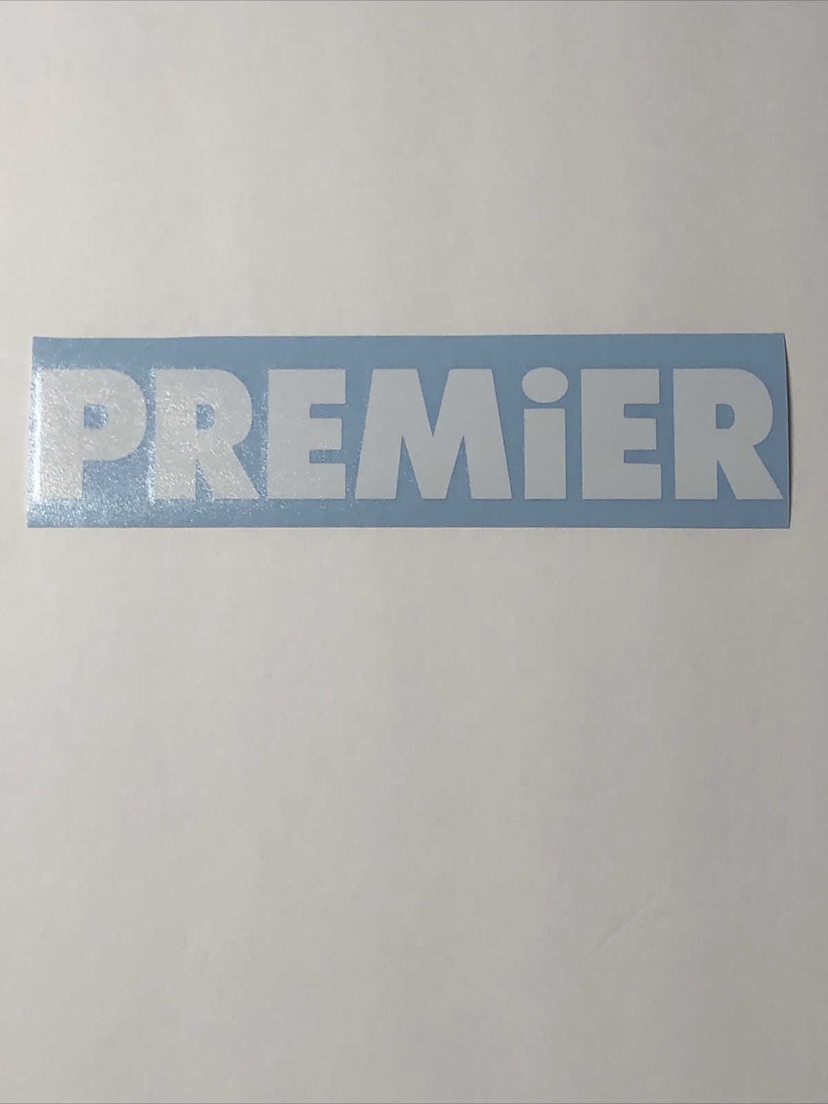 Premier Drum Head Logo Decal White High Quality PermanentVinyl Made USA 1.5 X 9”