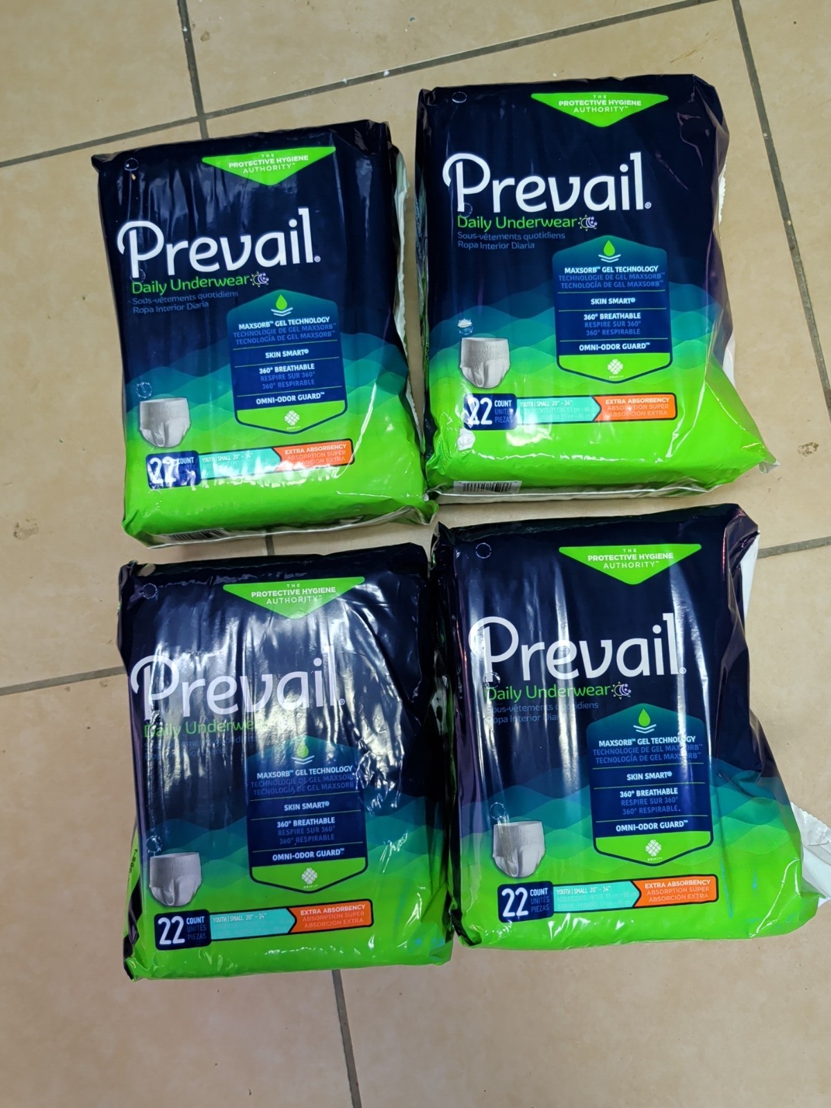 Prevail Daily Underwear Adult Diapers Small 22 Count Bulk Lot Incontinence 88pc