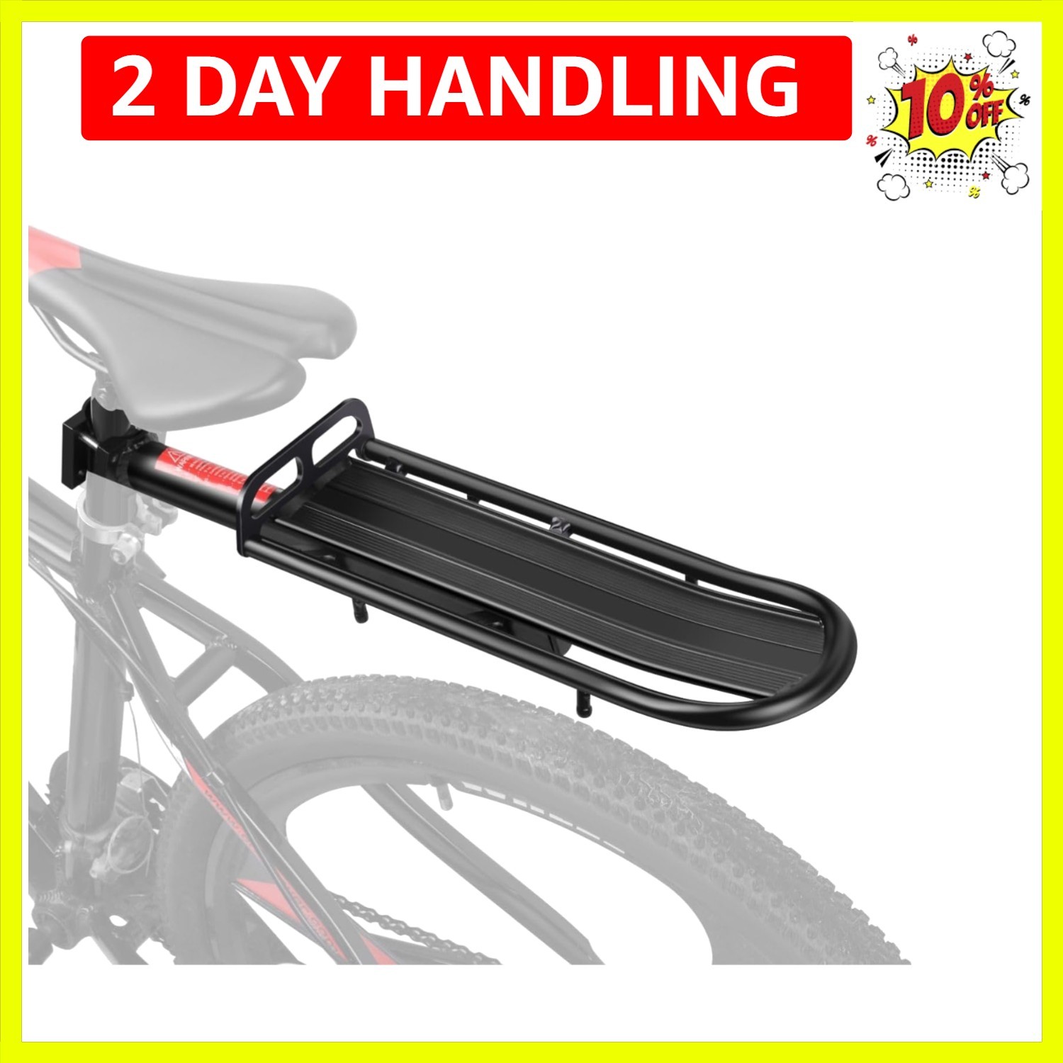 Adjustable Bicycle Carrier Rack, 20lb Capacity, Black - Back Bike Cargo Rack,...