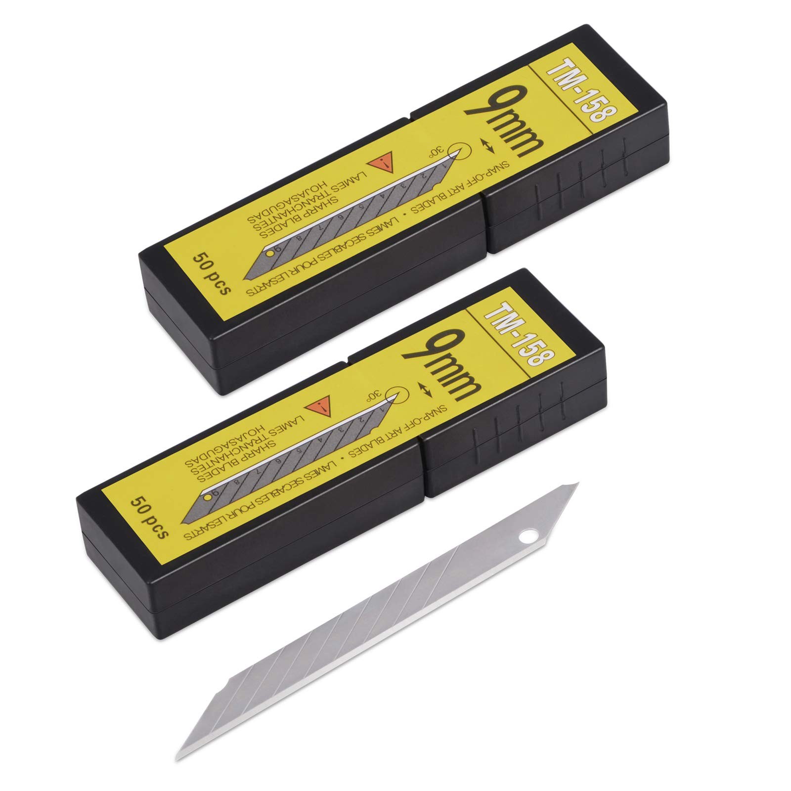 100pcs Knife Replacement Blades, 30 Degree Carbon Steel 9mm Snap Off Blades f...