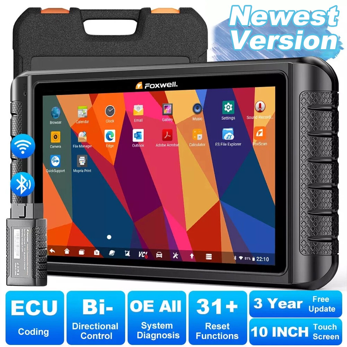 Foxwell NT1009 BT Car ALL System Bidirectional Diagnostic Scanner Key ECU Coding