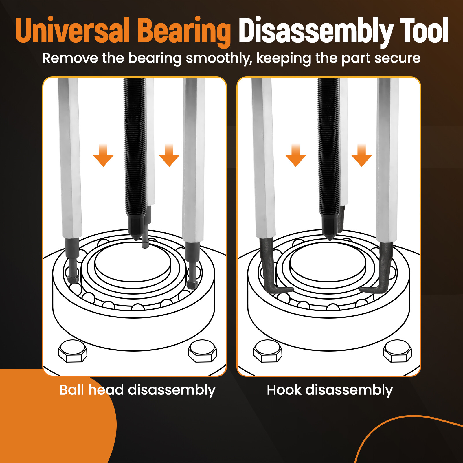 Three-jaw Puller Kit Inner Hole Removal Tool Bearing Disassembly with Box