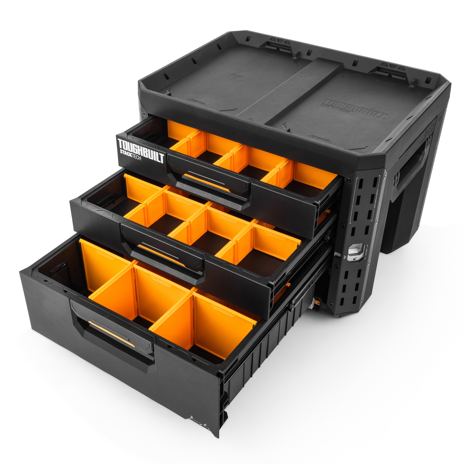 ToughBuilt StackTech 3-Drawer Locking Box, Plastic Storage Tool & Gear Organizer