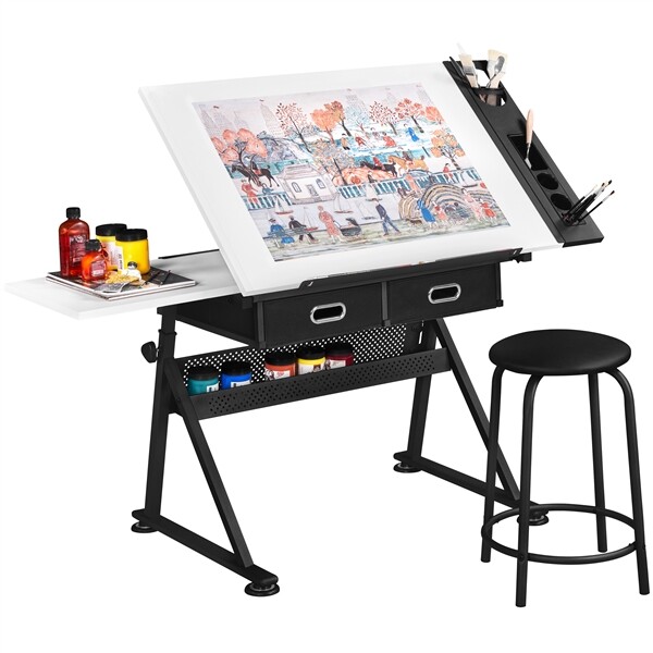Height Adjustable Art Desk for Adults Tilting Tabletop Drafting Drawing Table