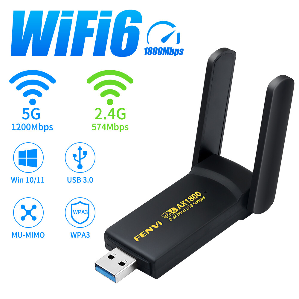 AX1800 WiFi 6 USB 3.0 Dual Band 802.11ax Wireless USB WiFi Adapter for Win 10/11