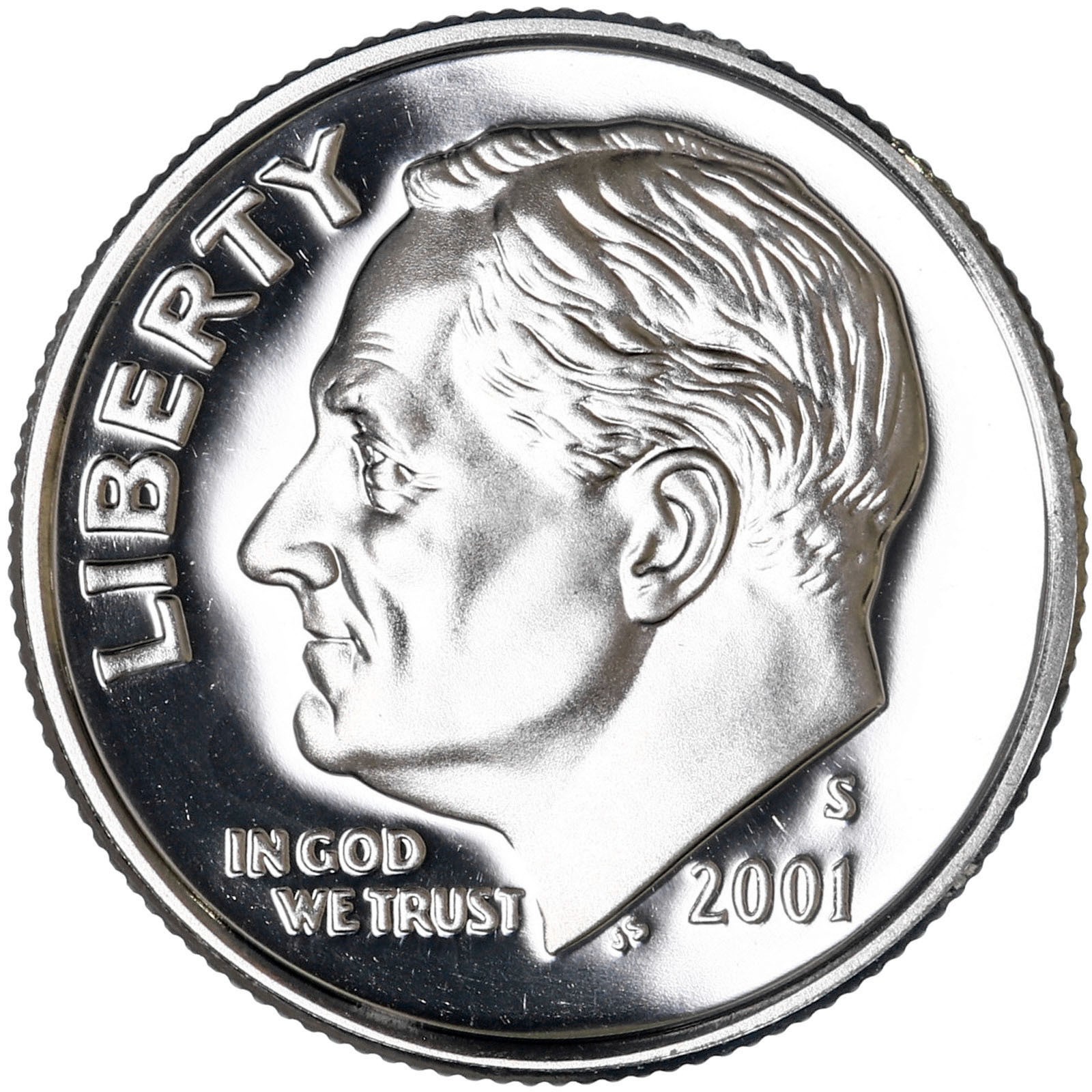 2001 S Roosevelt Dime Gem DCam Proof CN-Clad