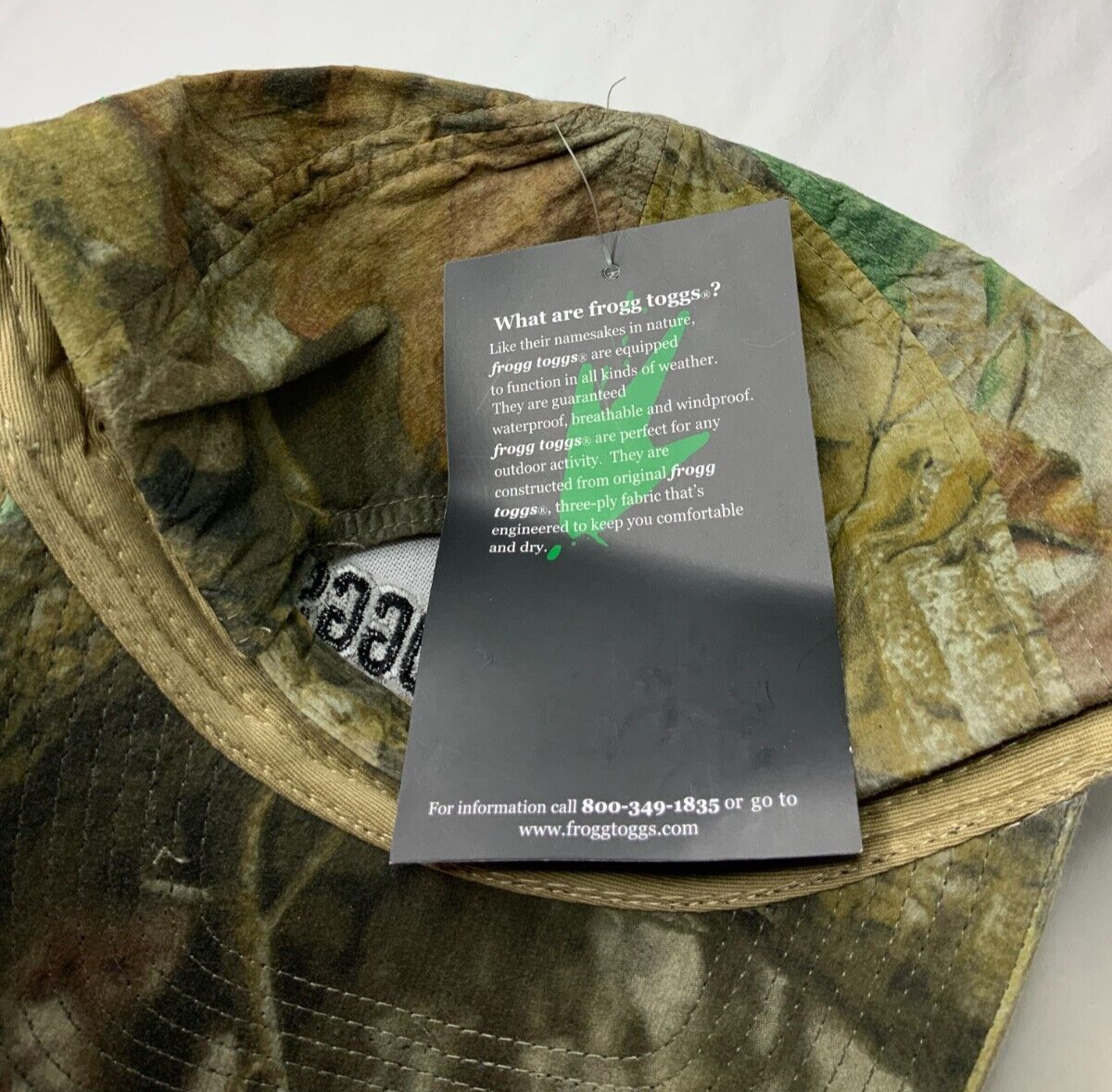 NEW Frogg Toggs Camo Waterproof Windproof Hat Adjustable
