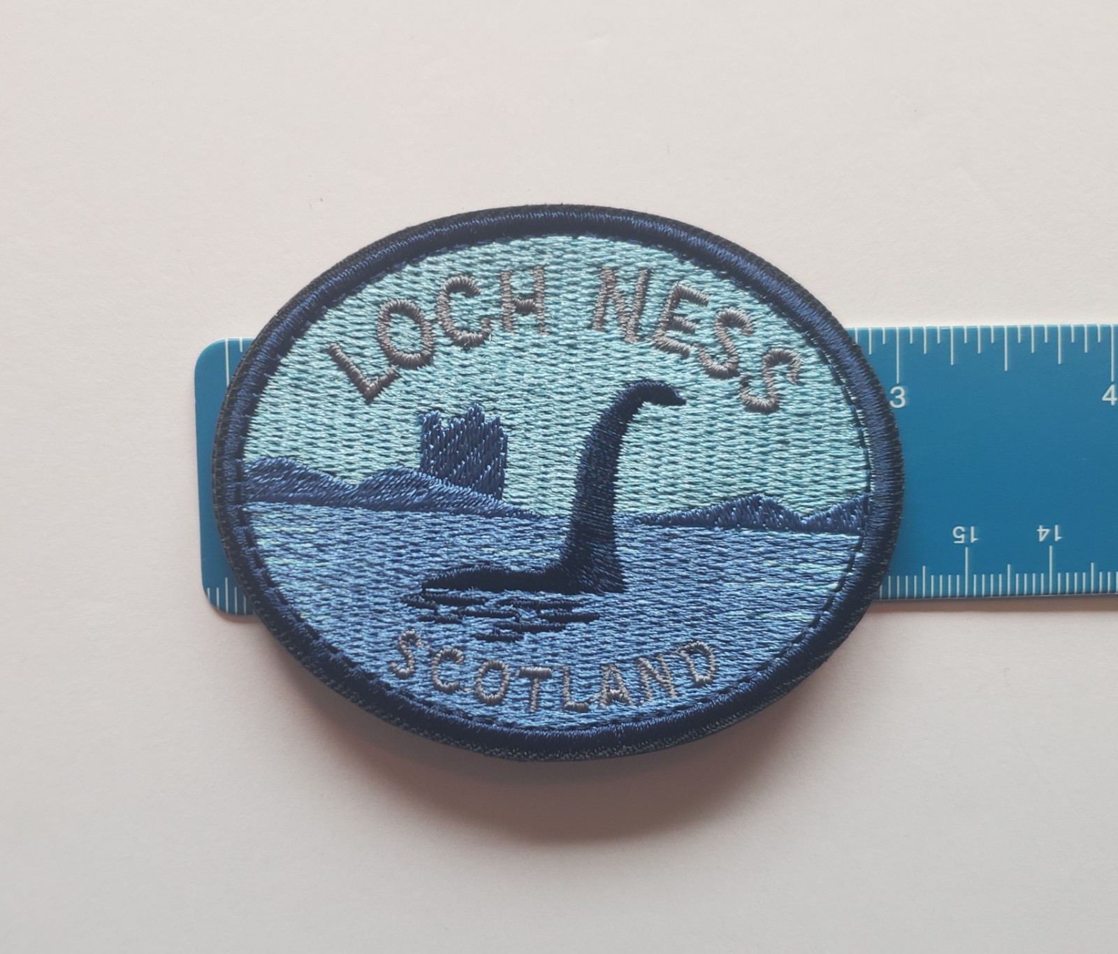 Loch Ness Monster Scotland Embroidered Morale patch Hook & Loop Backing 3" x 2.5