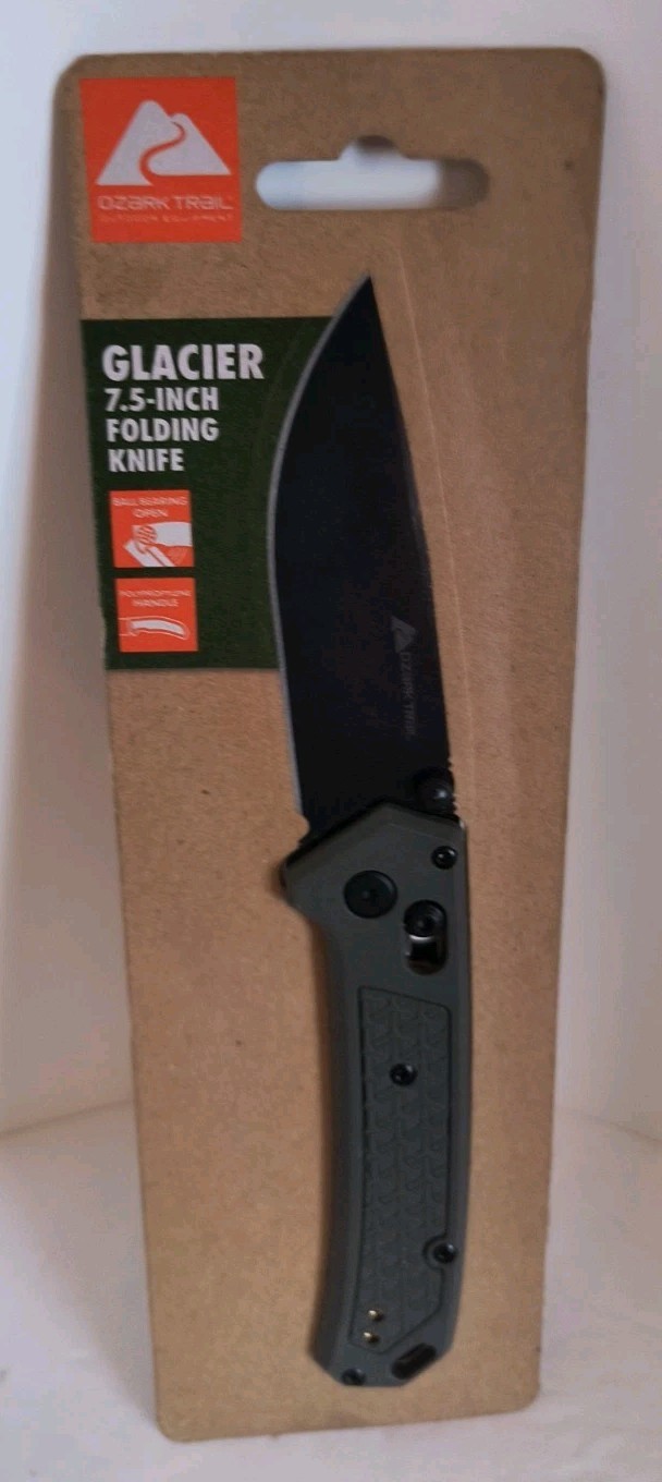 Ozark Trail GLACIER Slide Lock 7.5” Green Handle Folding Pocket Knife NEW!