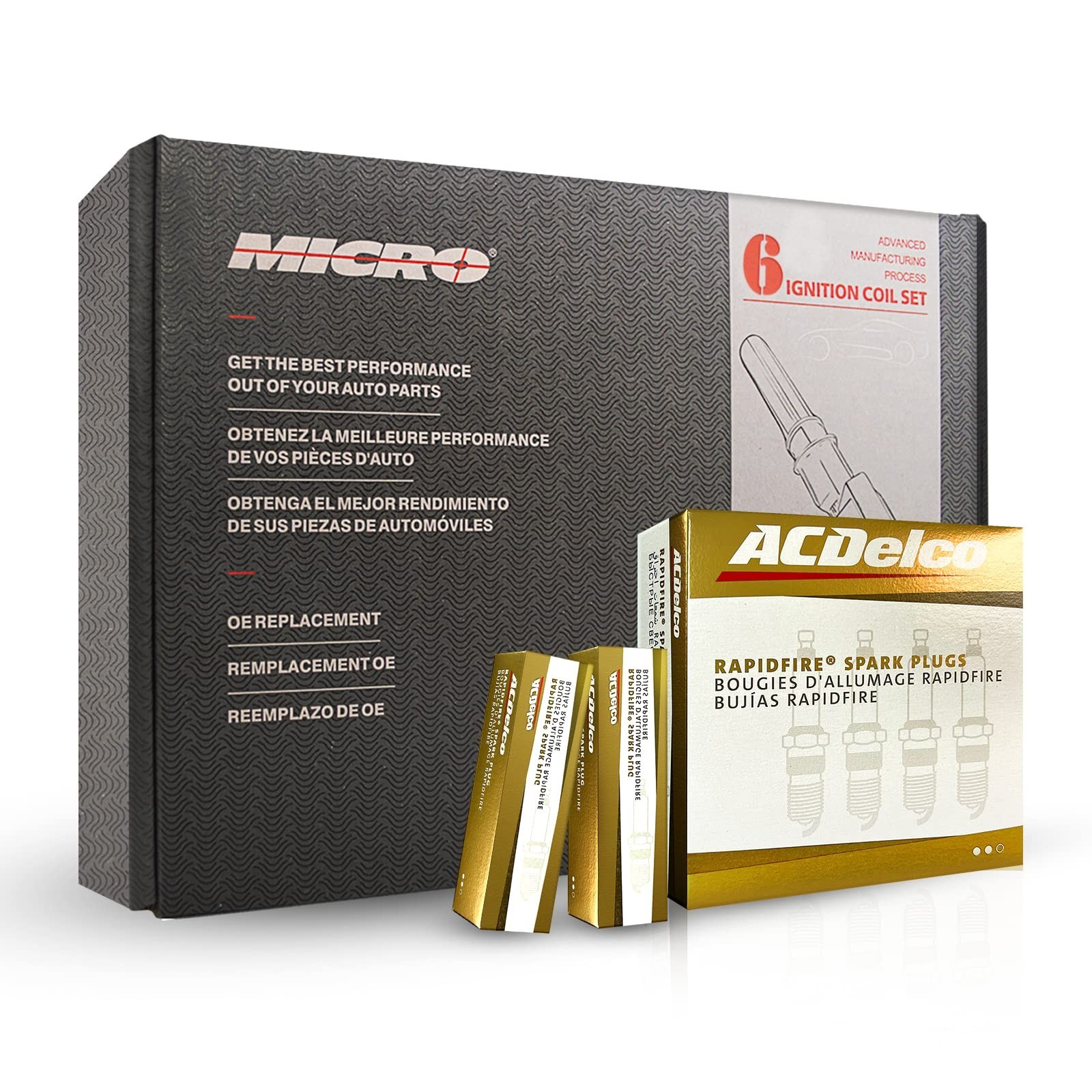 Micro Set of 6 Ignition Coils Pack & 6 Pcs ACDelco Platinum Spark Plugs Repla...