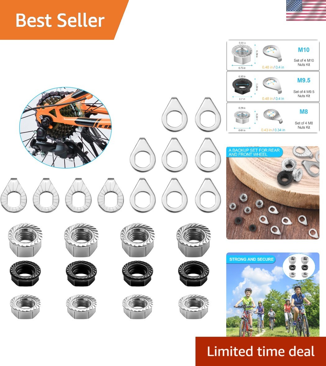 Complete 24PCS Bike Hub Nuts Kit with Washers - Easy Installation & Repair