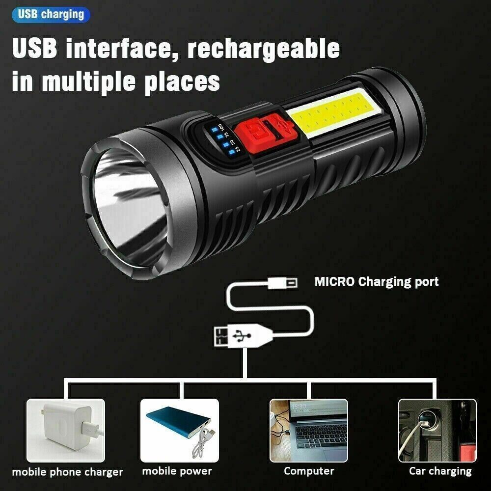 350000000 Lumen Super Bright LED Tactical Flashlight Rechargeable LED Work Torch