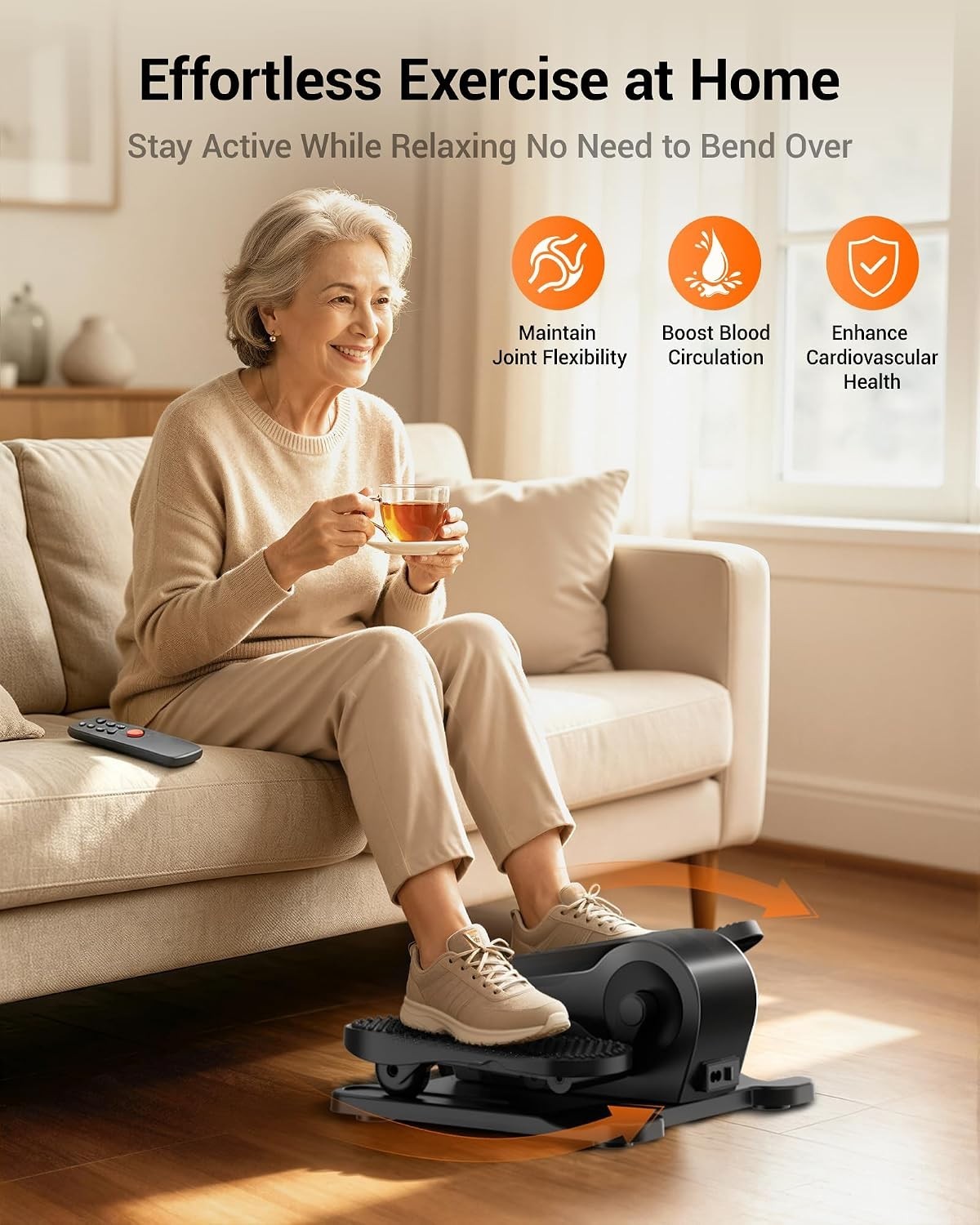 Under Desk Elliptical Machine Portable Mini Pedal Exerciser for Home Office