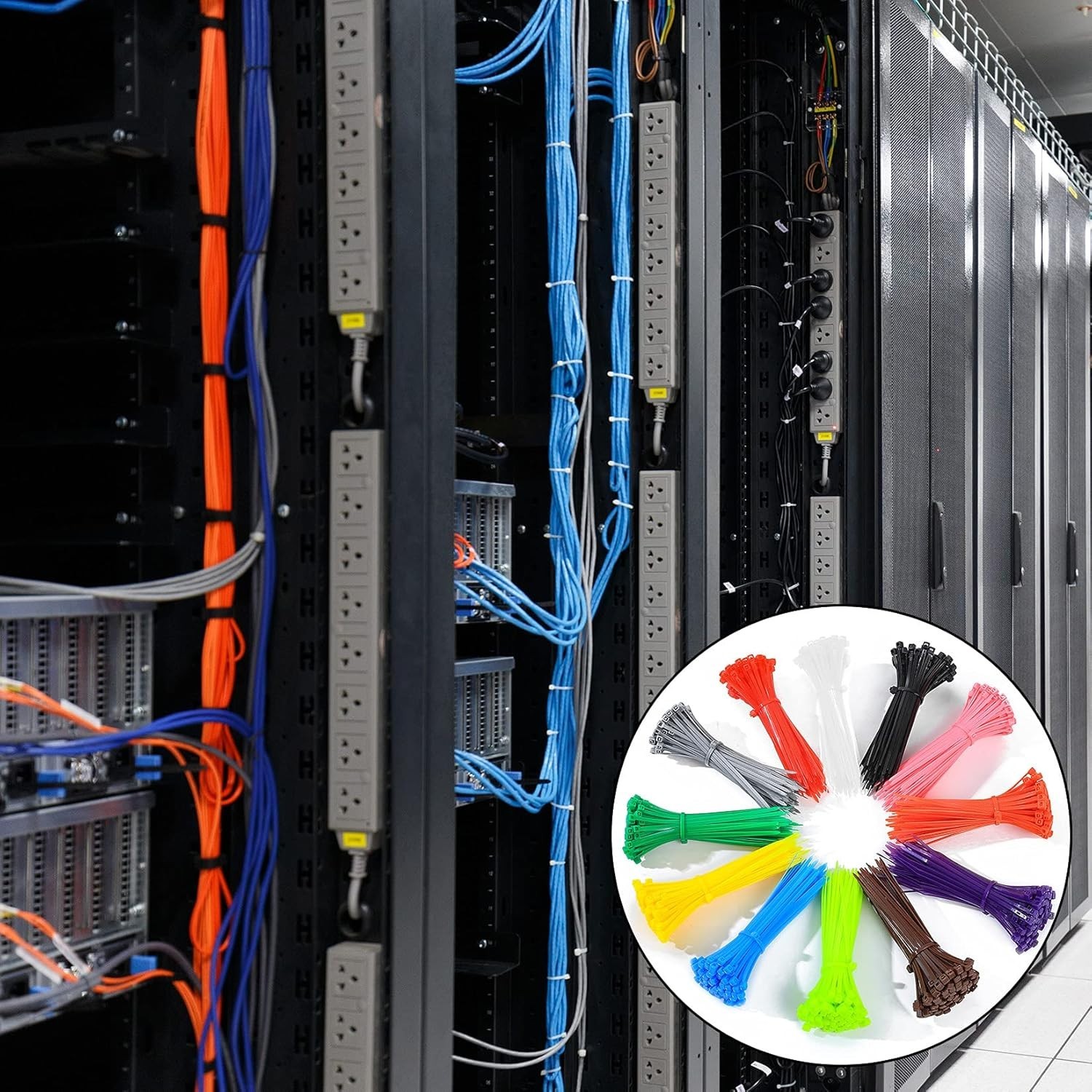 1200Pcs Mixed Colored Zip Ties,4Inch Multicolor Self-Locking Nylon Cable Zip T..