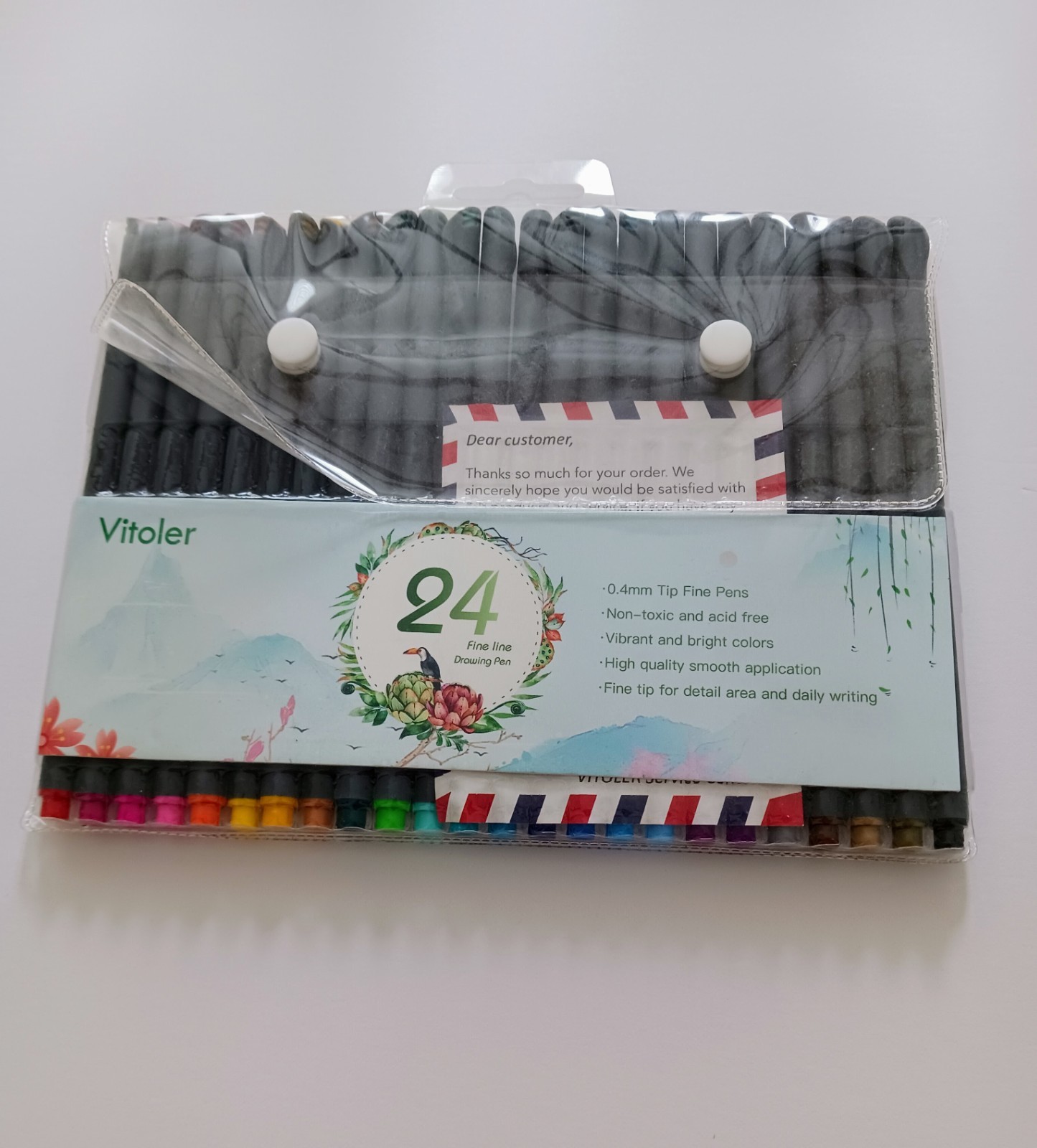 Vitoler  - 24 Fine Line Colored Drawing Pen - Writing -Journaling -Planner - NEW